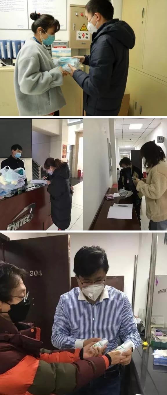 發(fā)放防護物資：口罩、手套、消毒液、洗手液